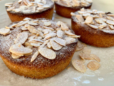 Pear Almond Cake served with Rooibos Greek Yoghurt
